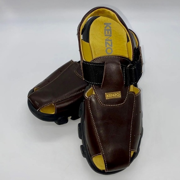 KENZO Junior Original Brown Leather Open Weave Monk Strap Sandals Sz 5.5US/37EU. - Picture 14 of 16